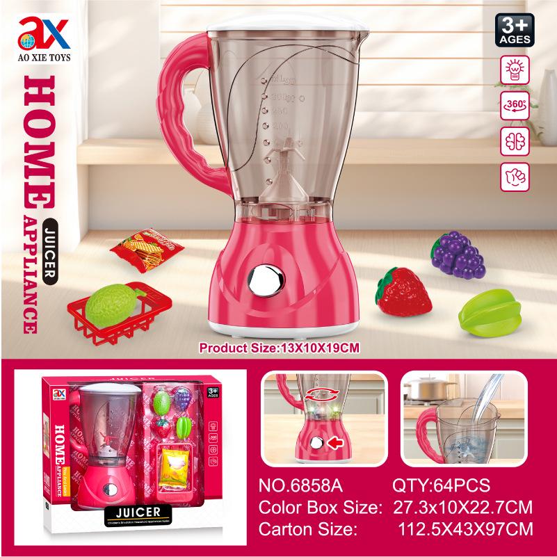 Детский игровой набор: Включает игрушечную стиральную машину, робот-пылесос, швейную машину, соковыжималку и кухонную технику для приготовления пищи.