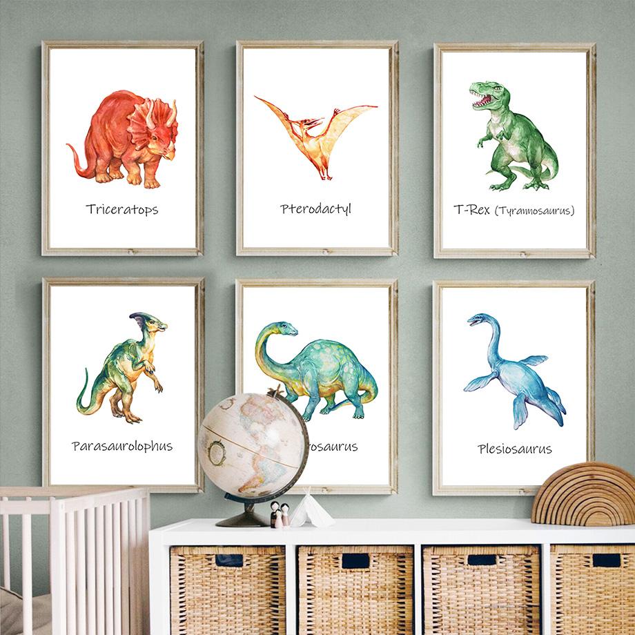 Динозавр Юрского периода Диплодок T Rex Обучающие настенные художественные картины на холсте Плакаты на скандинавскую тему и принты настенные панно Декор детской комнаты