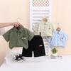 Boys' Short Sleeved Set Children's Fashionable Collar Shirt Comfortable Top And Casual Pants Two-piece Set For Boys' Babies
