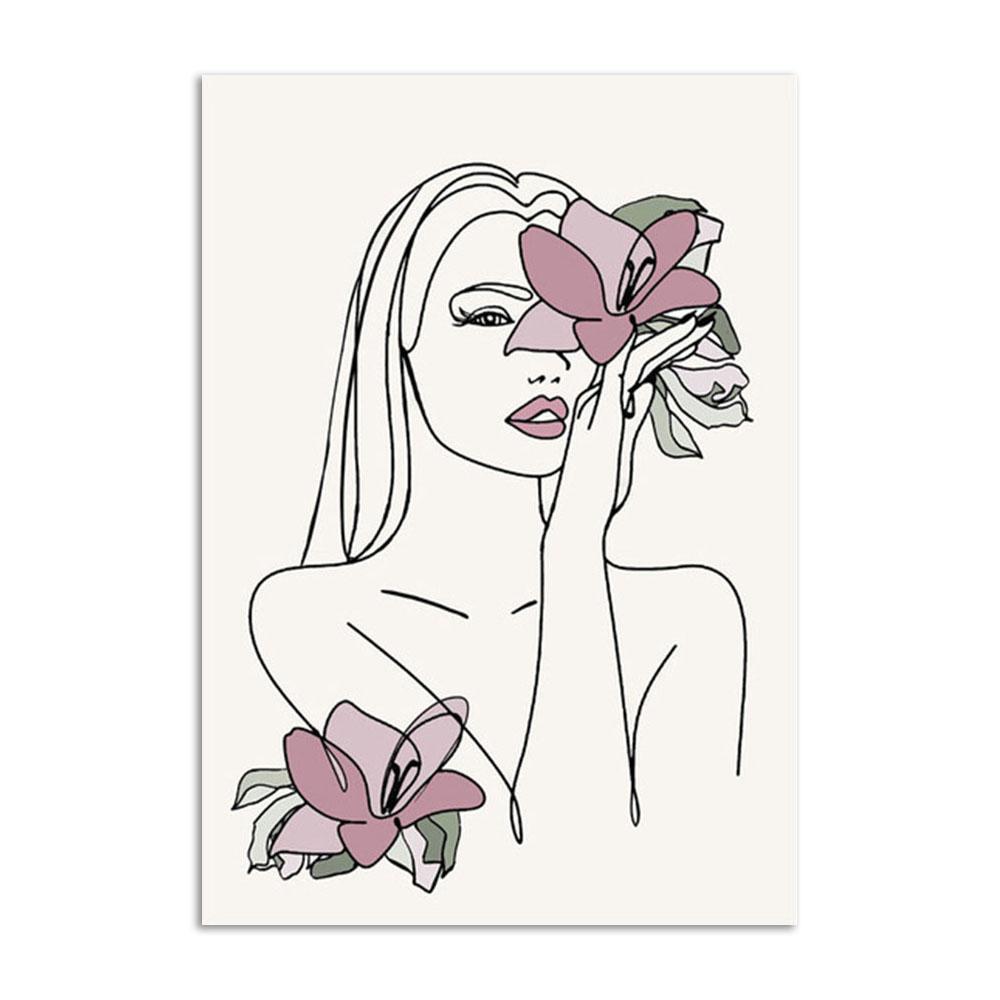 Абстрактные линии, сексуальная женщина, настенное искусство, цветы, плакаты с цитатами и принты, холст, картина для гостиной, украшение, домашний декор, изображение