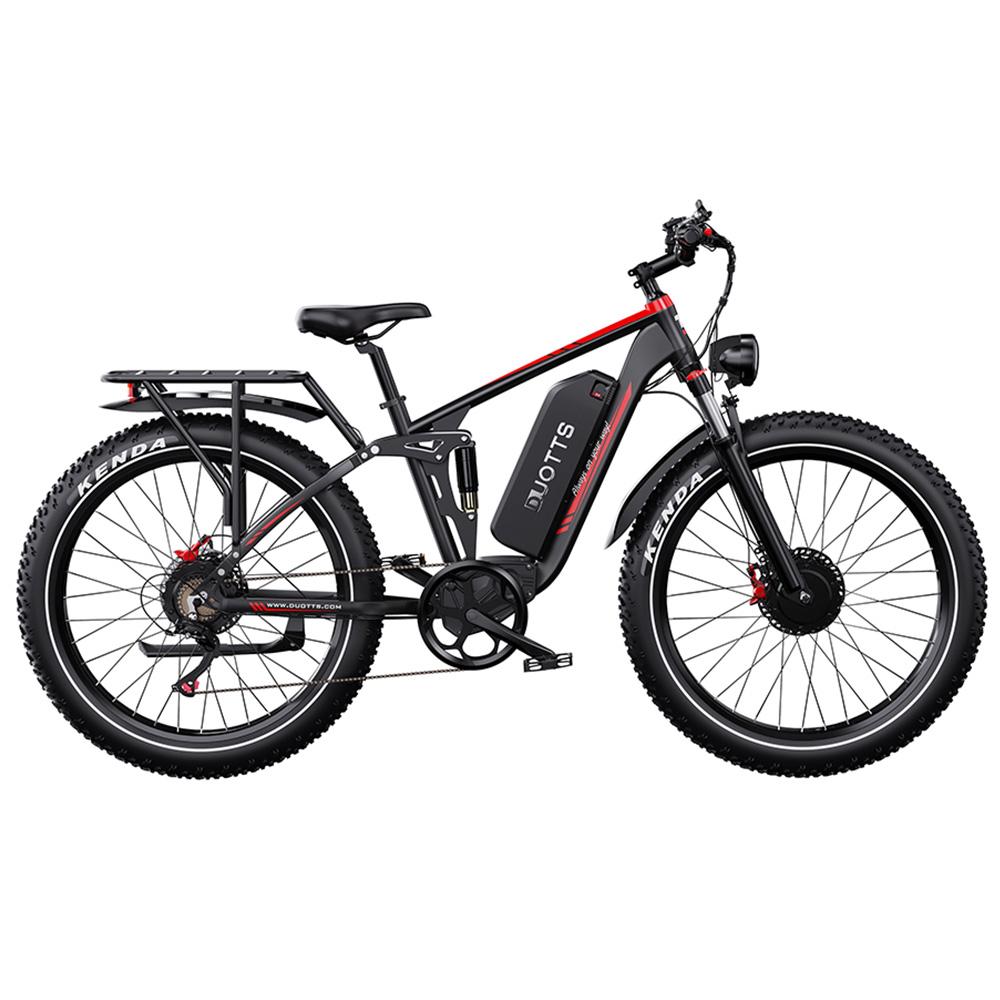 Electric Bicycle All Terrain Duotts 26" 750Wx2 Motor Fully Suspended Adult Electric Bicycle Max Load 150Kg Shimano 7 Speed Black S26