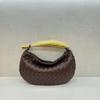 Genuine Leather Woven Sardine Cowhide Handbag Women Soft Shell Shape Clutch With Metal Handle Daily Street Style