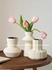 White Ins Cream Wind Tulip Vase Ornament Living Room Flower Arrangement Small Dried Flowers White Porcelain Retro