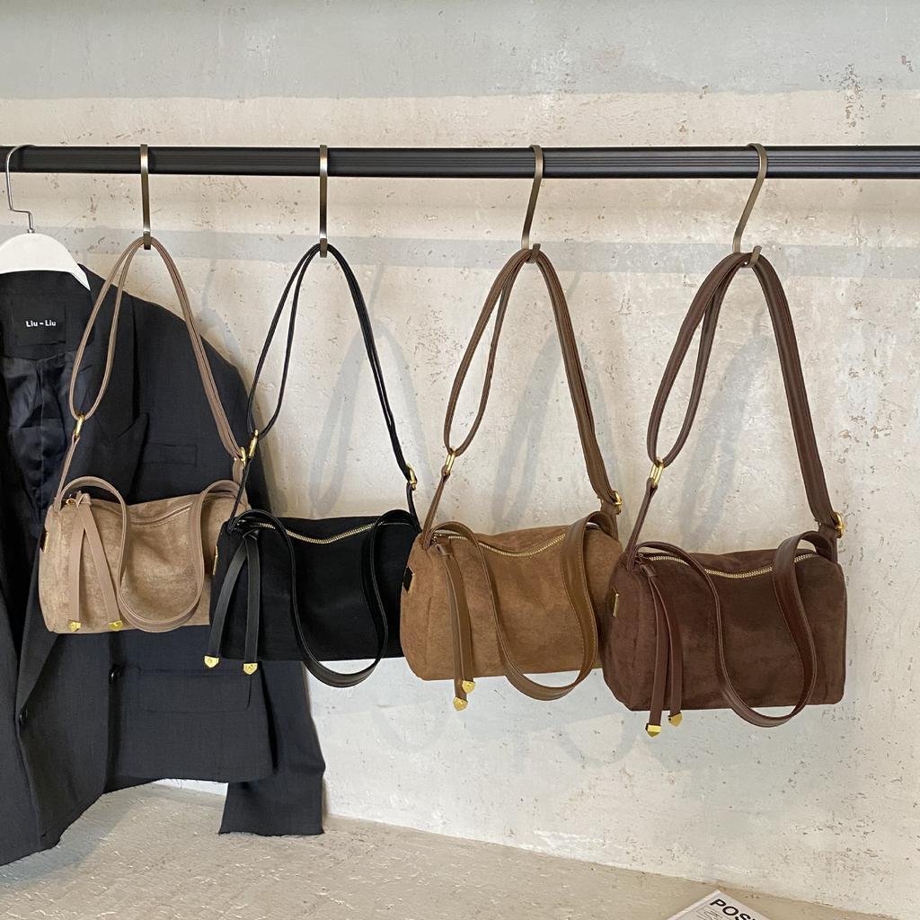 Ретро замшевая сумка подмышку женская новая универсальная в иностранном стиле на одно плечо кроссбоди сумка-подушка модная женская сумка