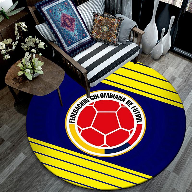 Federación Colombiana de Fútbol Round Area Rug,Carpet Rug for Living Room Bedroom Sofa Playroom Decor,Non-slip Floor Mat