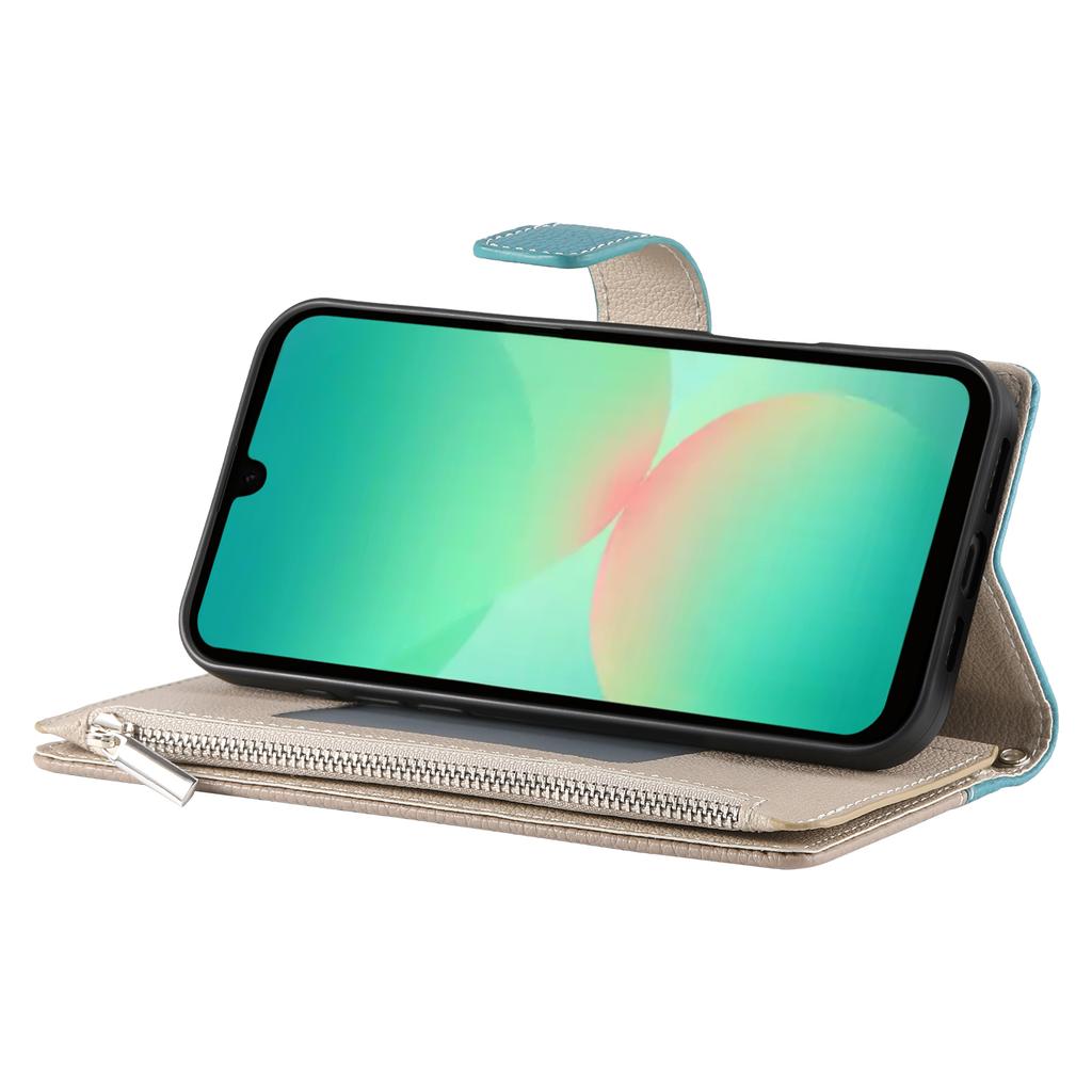 For Samsung Galaxy A17 5G Case Zipper Wallet Color Splicing Leather Flip Phone Cover with Straps