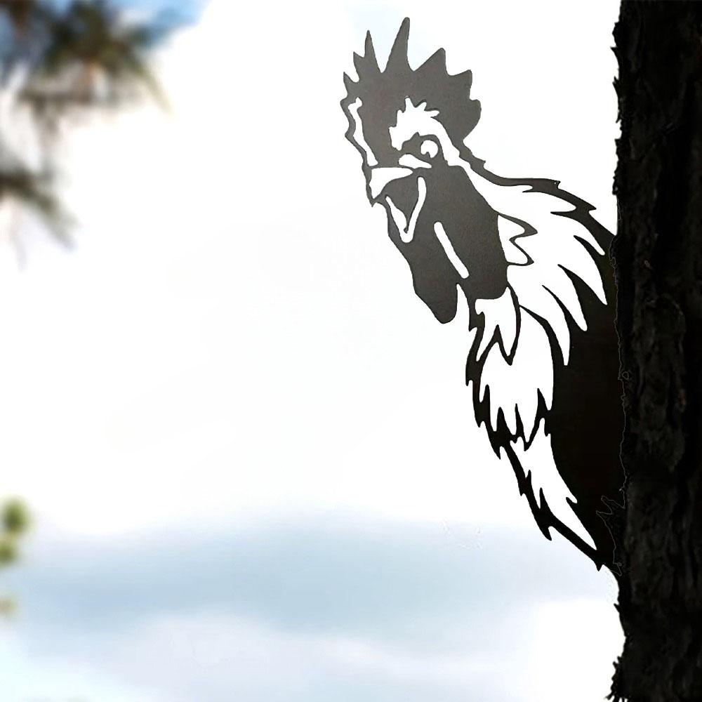 Подглядывающий силуэт головы животного на куриной ферме из железа - наружный декор из металла для садового забора и животноводства