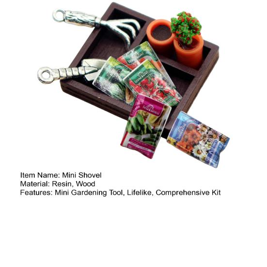 Мини-садовая лопата, набор из смоляных горшков, модель растения с деревянной коробкой, миниатюрная лопата