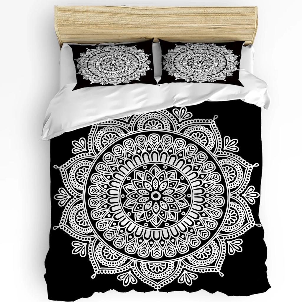 Henna Bedding Set Comforter Duvet Cover Pillow Shams South Asian Mandala Design with Vibrant Color Bedding Cover Double Bed Set