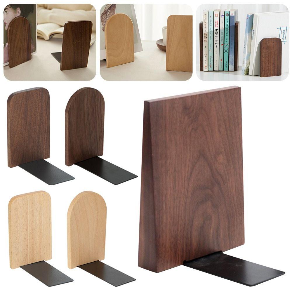 Non-slip Book Stand Nature Wooden Desktop Bookshelf High Quality Bookends  Gift