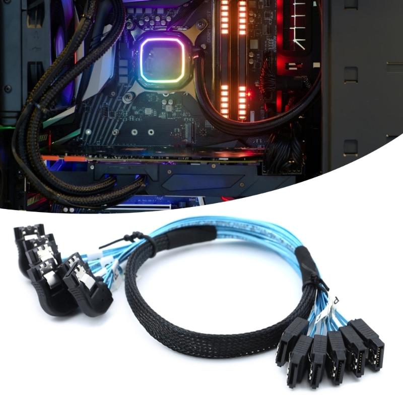 Кабель для сервера и систем RAIDs, 6x SATA 7-контактный, SAS 4.0 6SATA на 6SATA, для подключения SSD, 50/100 см