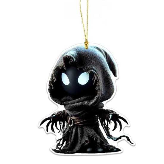 Halloween Car Ornament Cool Skeleton Acrylic Car Rearview Mirror Charm 2D Flat Skull Hanging Pendant for Car Interior Backpack Accessory