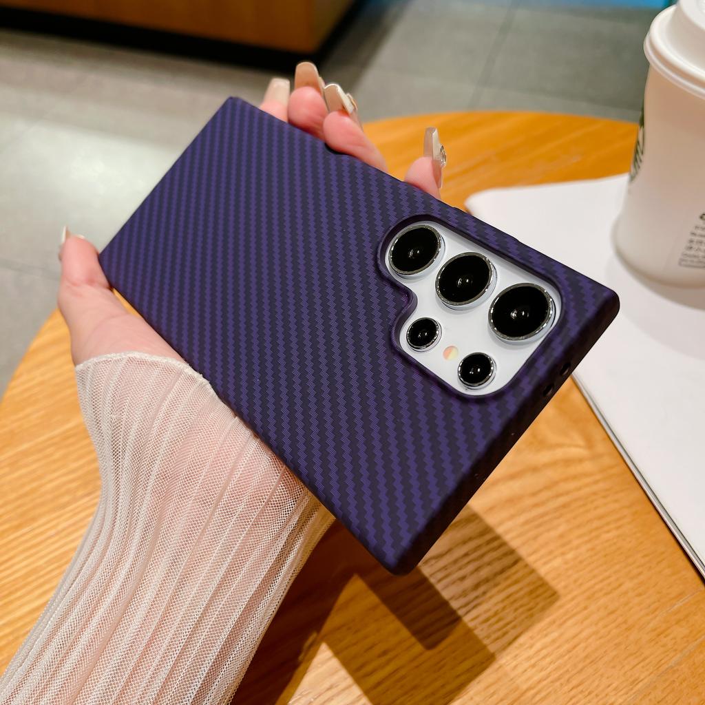 Ultra Thin Carbon Fiber Textured Phone Case For Samsung Galaxy S24 S23 S22 Note 10 Plus Note 20 Ultra Shockproof Hard Back Cover