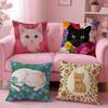 Кот в цветах эстетика Наволочка Защита от пылевых клещей Подушка Невидимая молния Шелковистый короткий плюш Чехол на подушку для дивана