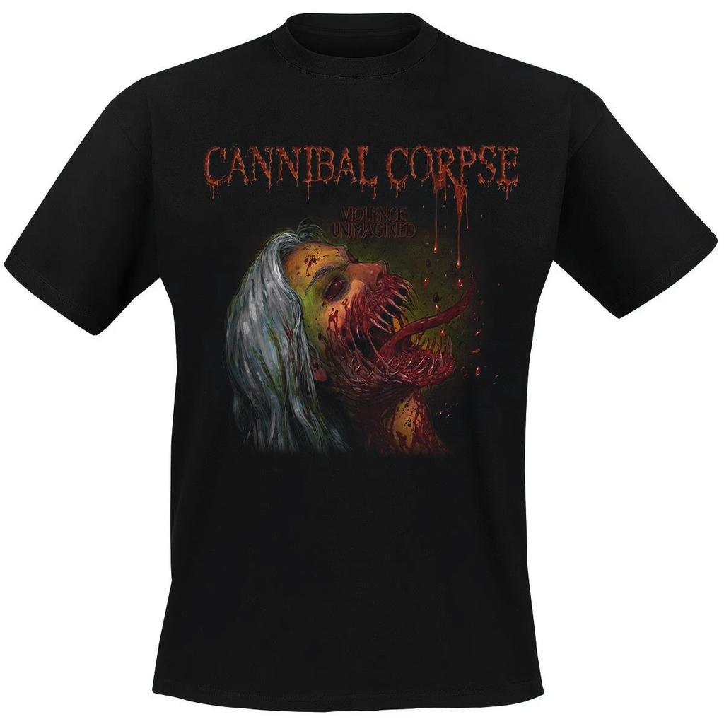 Летняя футболка с переизданием Zombie Cannibal Corpse для мужчин, 100% хлопок, экстремальный брутальный и кровавый стиль дэт-метал, свободный крой, короткий рукав, Y2K