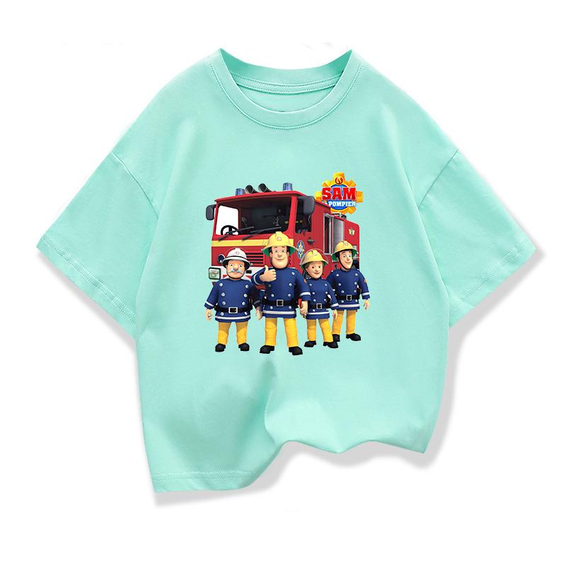 Summer Kids Funny TShirt Sam Fireman Firefighter Design T Shirt BoysGirls Great Kawaii Short Sleeve Tops Childrens