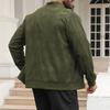 Men Suede Jacket Stand Collar Long Sleeve Zipper Placket Coat with Side Pockets Solid Color Loose Fit Ribbed Cuffs Hem Outwear