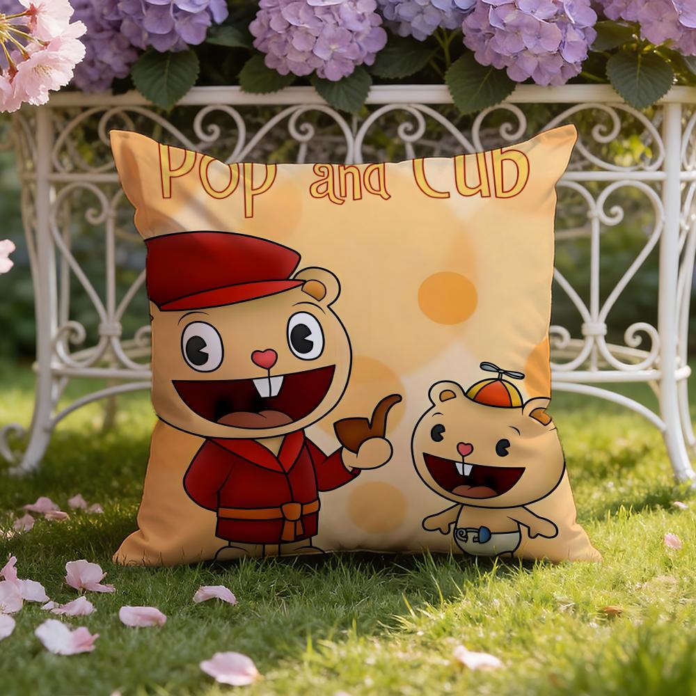 Аниме H-Happy Tree F-Friends Наволочка для подушки Домашняя и автомобильная Двухцелевая наволочка: Двусторонняя конструкция для максимального комфорта