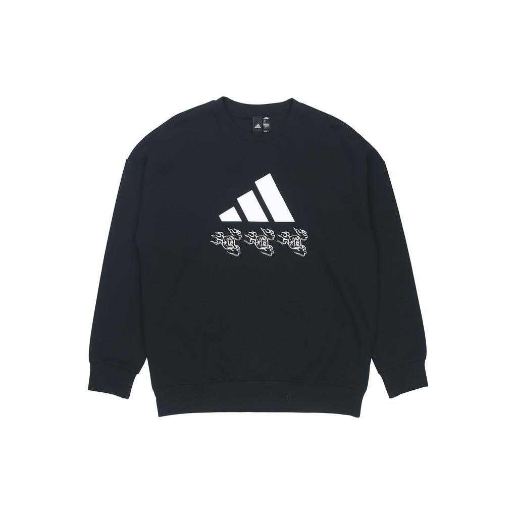 Adidas Logo Print Pullover Sweatshirt Men Tops Black GM4446