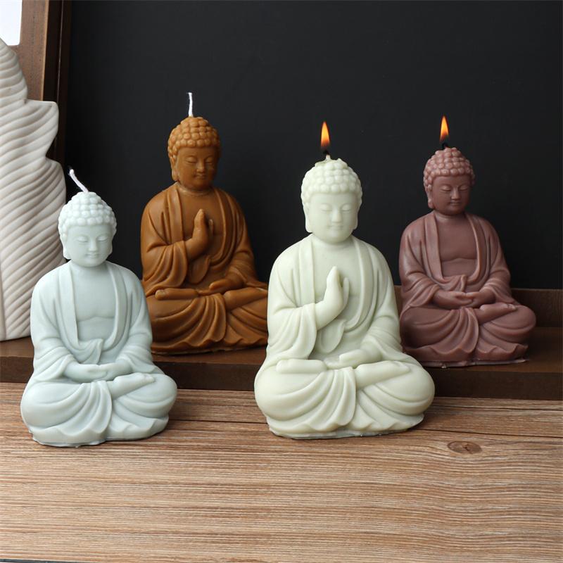 3D Maitreya Buddha Candle Silicone Mold DIY Buddha Statue Resin Gypsum Concrete Mold Mould Home Garden Decorations Craft Mold