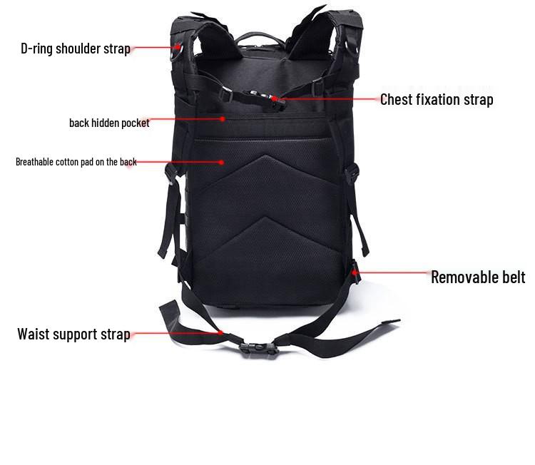 Men's Large Capacity Outdoor Sports Backpack, Water-Resistant, Multifunctional, 45L