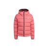 Solid Color Logo Quilted Zipper Hooded Down Jacket Women Outerwear Pink HG8715