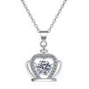 Sterling Crown Pendant Necklace Women With Moissanite Stone Adjustable Chain Fashionable