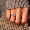 Кольца Trumium S925 Sterling Silver Double Layer Wave Gradient Blue для женщин Sea Design Fine Jewelry