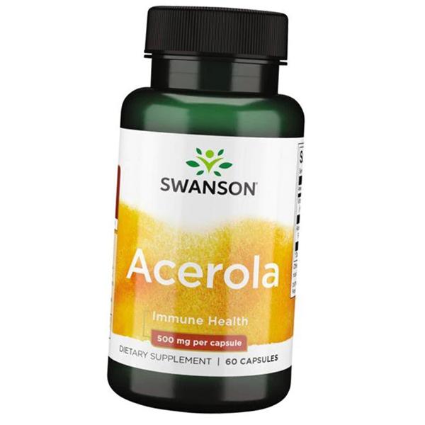 Витамин С и Экстракт плодов вишни ацеролы, Acerola 500, Swanson 60капс (36280111)