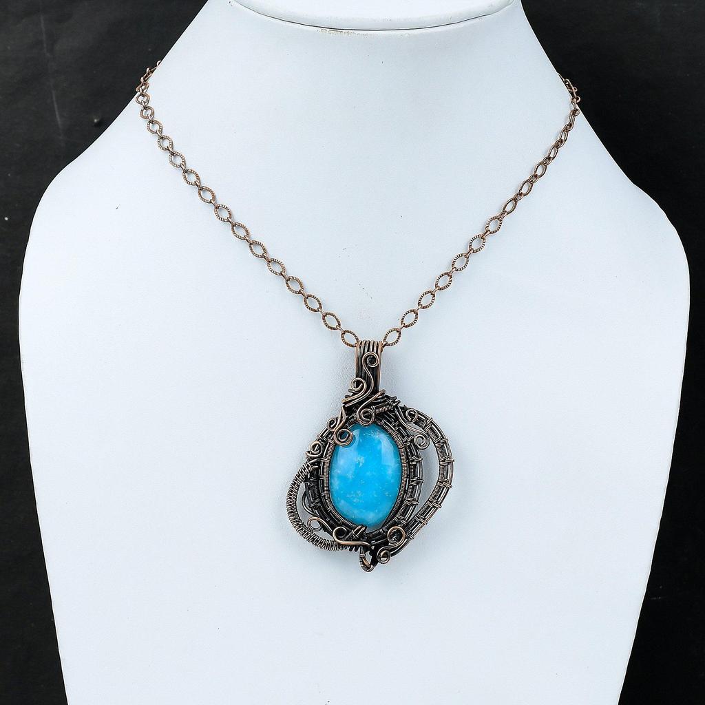 Подвеска из гемиморфита, медная проволочная обертка, подвеска с драгоценными камнями, уникальная подвеска, медная бижутерия, подвеска ручной работы, проволочная обертка, ювелирные изделия для подарка