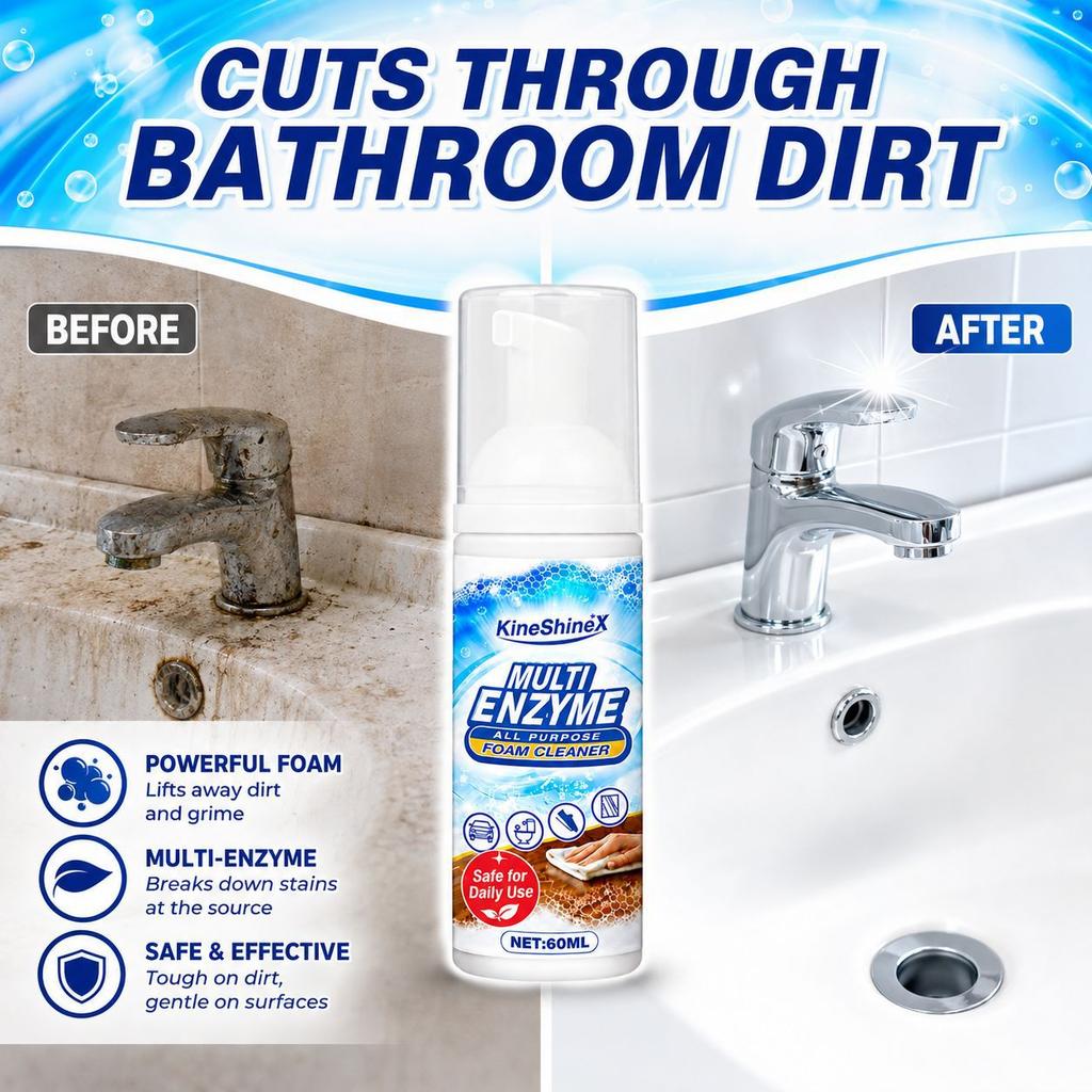 60ml/100ml/200ml Rich Foam Multi‑Effect Enzyme Cleaner, Versatile Stain Remover for Sofa Fabric, Carpets, Car Seats and Kitchen Surfaces