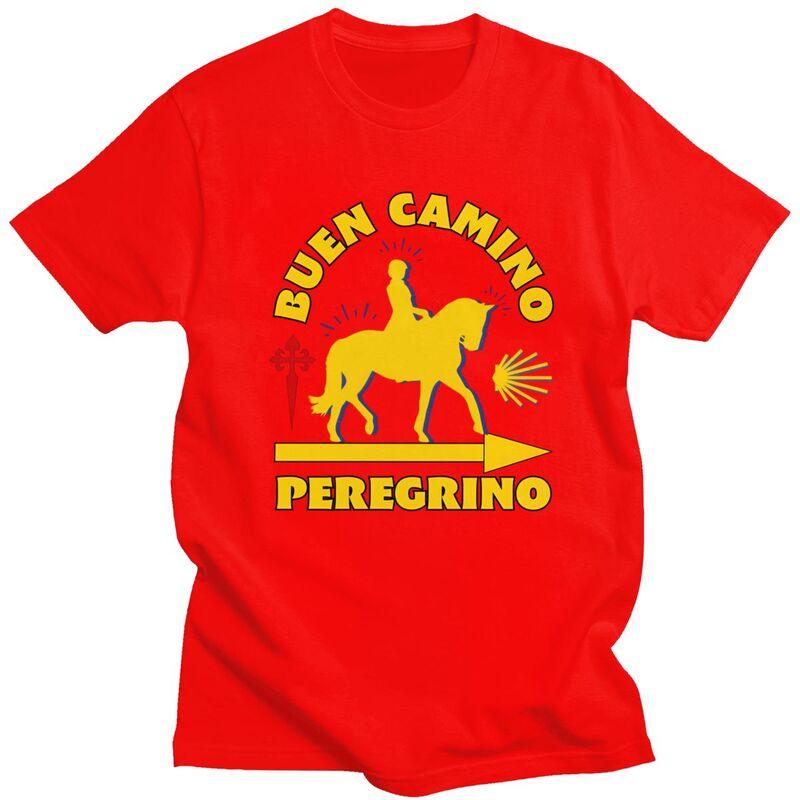 Custom Buen Camino De Santiago Tshirt for Men Short Sleeves T Shirt Fashion Tshirt Slim Fit 100 Cotton Tees Gift Idea