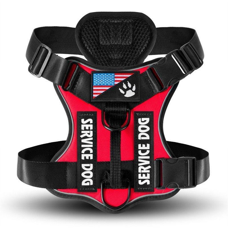Service Dog Harness, Reflective Dog Vest Harness with 5 PCS Patches, Adjustable Soft Oxford Pet Harness, Inner Layer Mesh, Easy