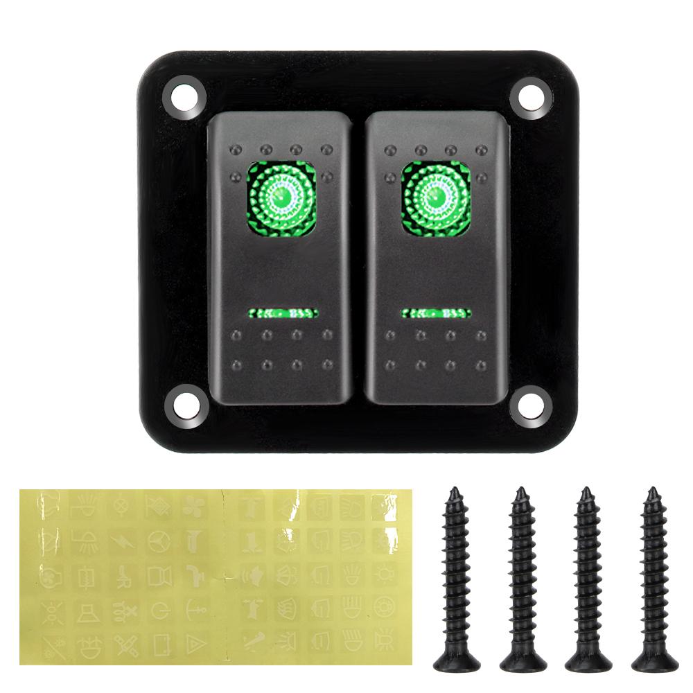 12-24 В для автомобиля, морского судна, кемпера, каравана, прицепа для путешествий, 2-клавишная панель переключателей-качалок, автоматический выключатель, светодиодная водонепроницаемая панель переключателей