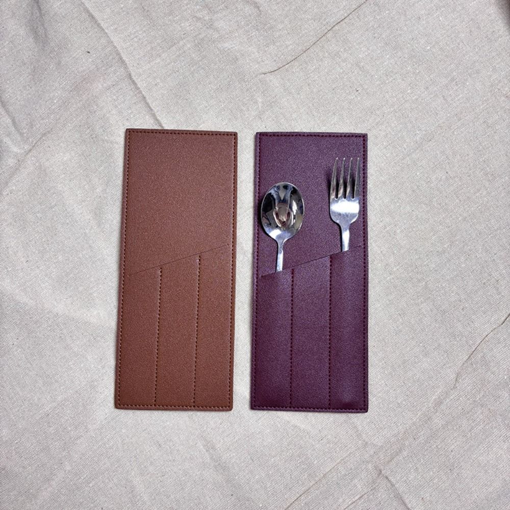 Simple Design Cutlery Storage Bag 3 Pocket Forks Spoons Organizer Camping Equipment