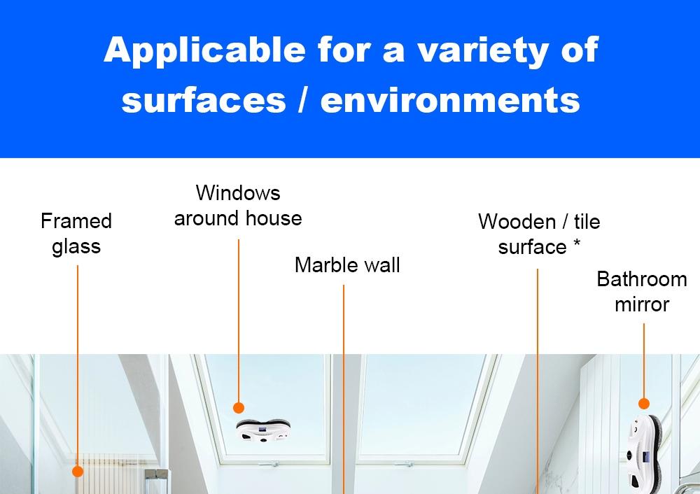 LIECTROUX YW610 Robot Window Cleaner, Single Water Spray, 2800Pa Suction, 30ml Water Tank, Border Detection