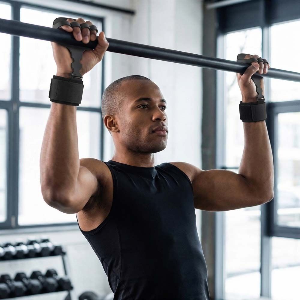 1 pc/ pair Ergonomic Shape Weight Lifting Grips Anti-Slip Grips Barbell Exercises