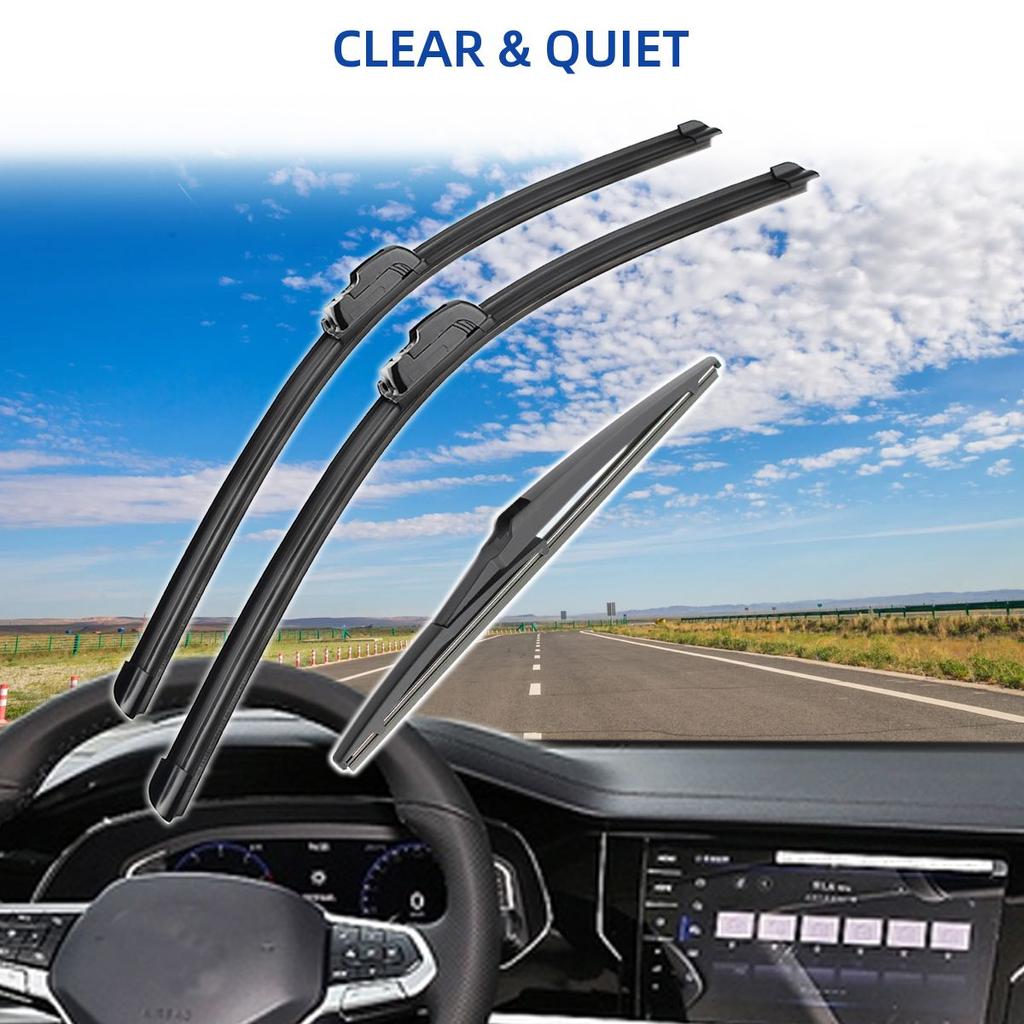 3PCS For Mazda 6 Wagon MK1 2002-2008 22"+18"+12" Front Rear Wiper Blades Windshield Windscreen Window Cutter Accessories 2003 2004 2005 2006 2007 2008