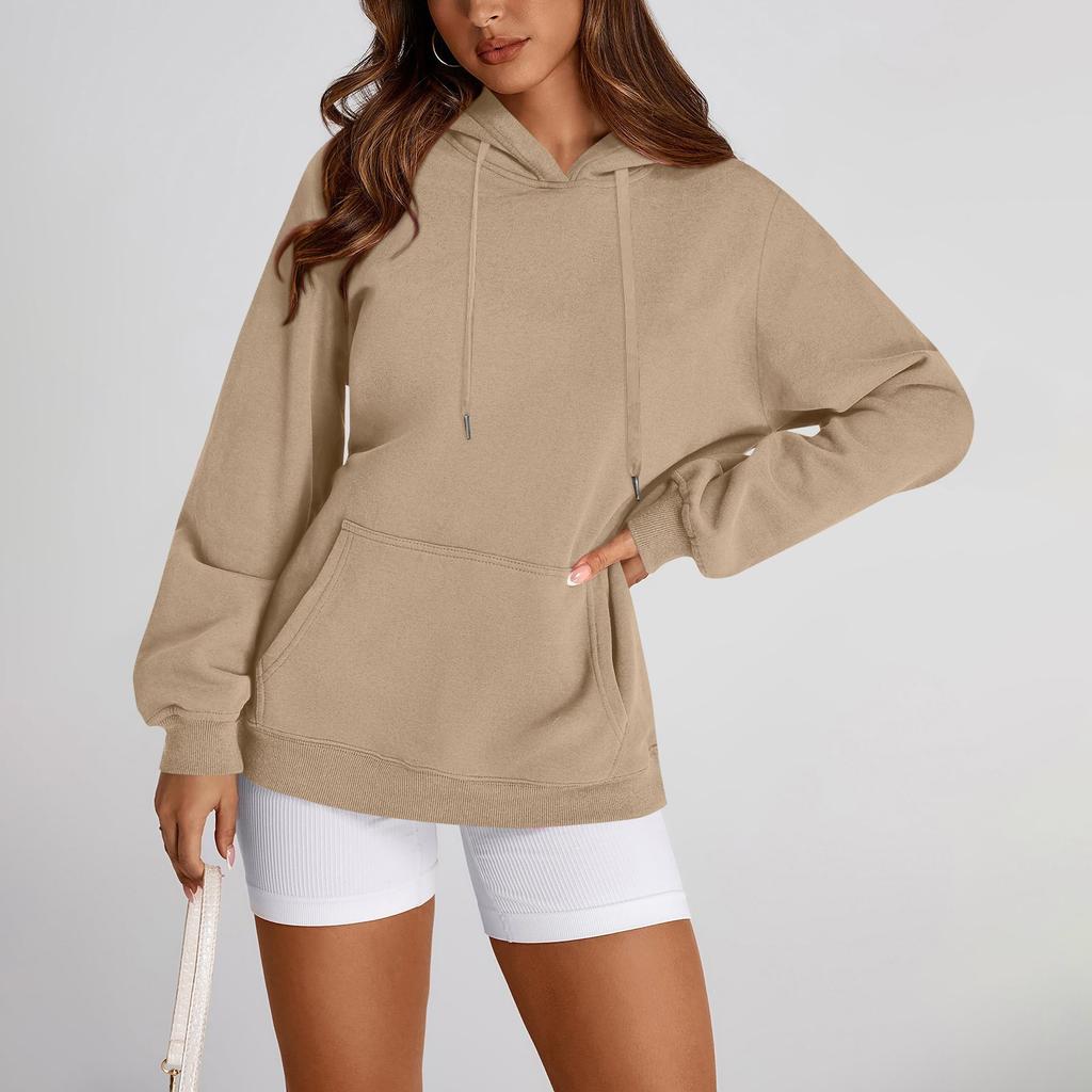 Женский свободный свитшот с круглым вырезом и длинными рукавами, повседневный свободный крой на шнурке