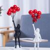 Resin Banksy Figurines for Interior Flower Thrower Statue Sculpture Home Desktop Decor Art Collection Objects