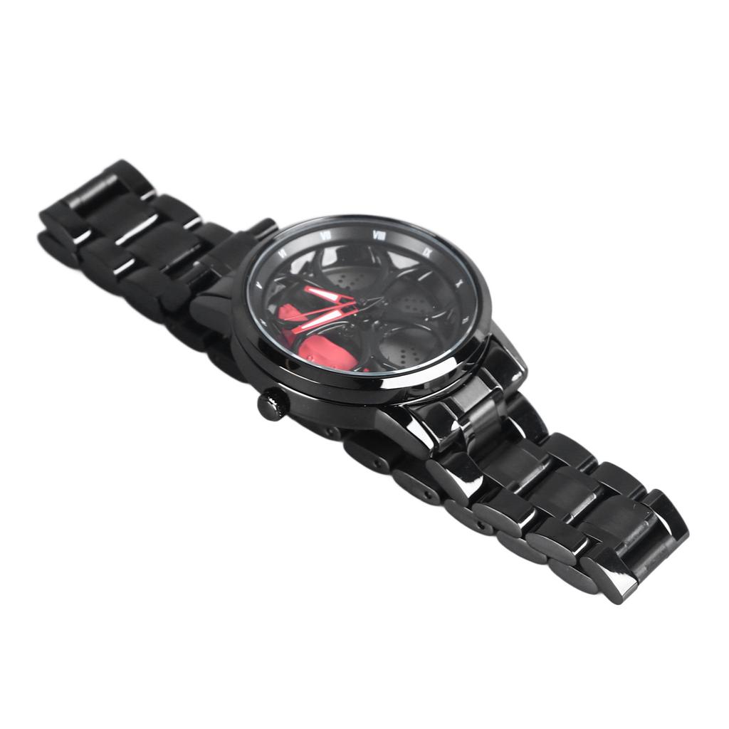 Часы-колесо автомобиля с японским кварцевым механизмом, вращающийся браслет из нержавеющей стали, часы с вращающимся ободом колеса в стиле гоночного автомобиля