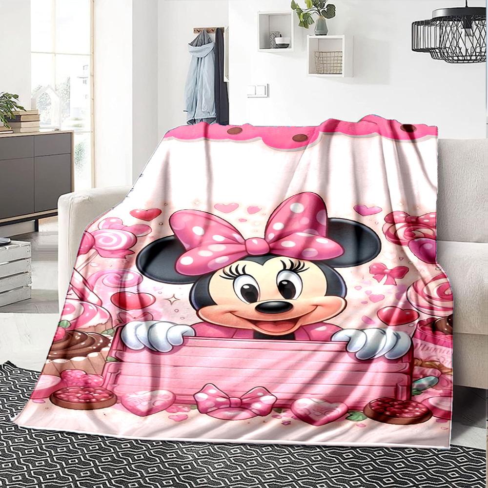 1pc Minnie Mouse Sweet blanket Lightweight Flannel Throw for Sofa Bed Travel Camping Livingroom Office Couch Chair
