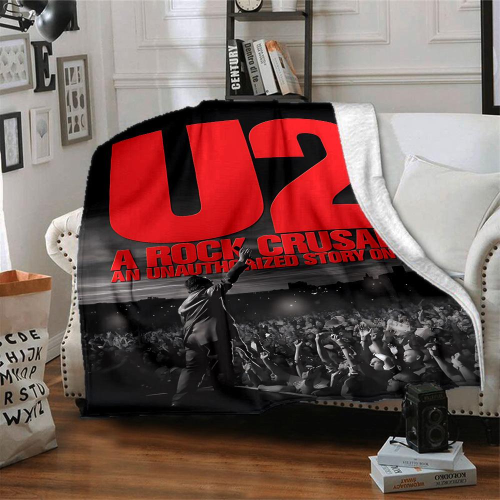 1pc U2, Rock Crusade Blanket Soft All Season Throw with Vibrant Design, Perfect for Home, Travel, and Gifts, Ideal for Naps and Camping