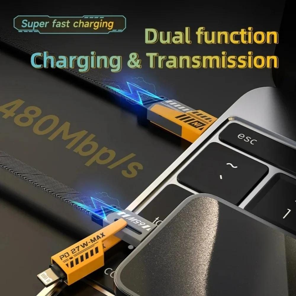 4 в 1 кабель для быстрой зарядки Mecha PD 27 Вт для iPhone 15 Samsung Xiaomi 65 Вт USB Type C Multi Port Quick Charge Wire Line