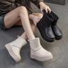 Versatile Snow Boots Plush Warm Flat Platform Short Boots Genuine Leather Women's Shoes