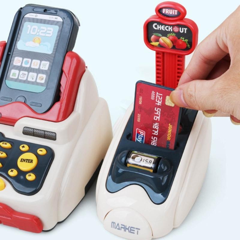 Supermarket Cash Register Toy Kids Checkout Counter Playcashier Register For Kids PlayHouse Toy Credit Card Machine Toy