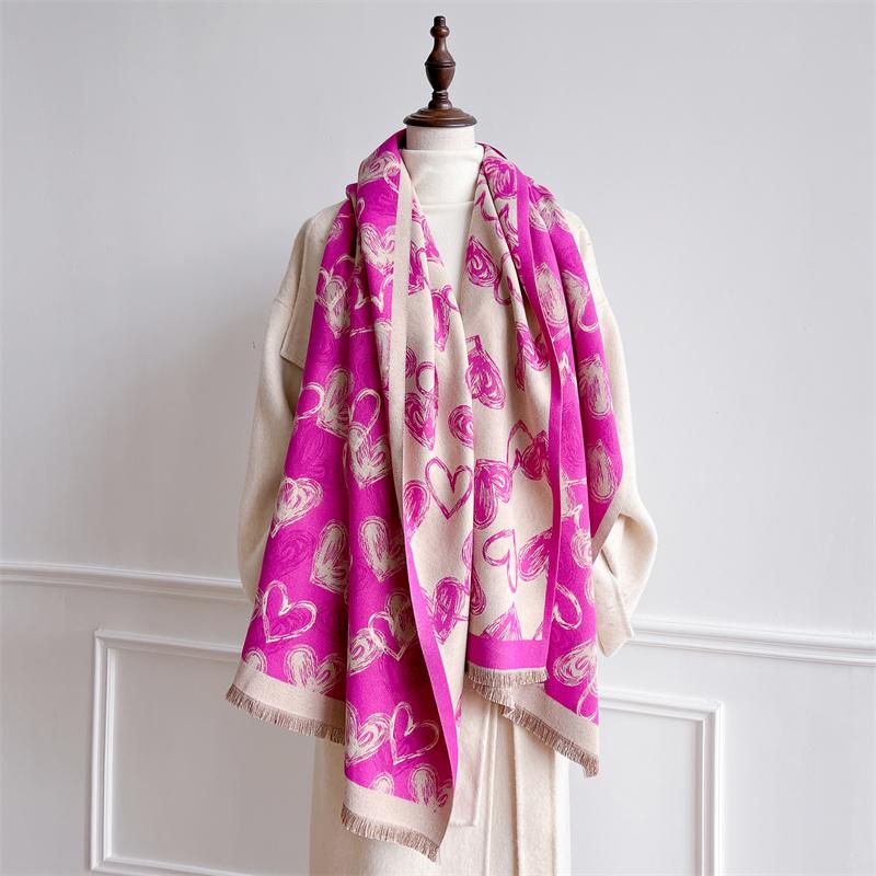 Зимний розовый шарф с кошачьим узором, кашемировый, женский, жаккардовый, дизайн пашмины, накидка, женское толстое одеяло, мягкий шарф, шаль, платок