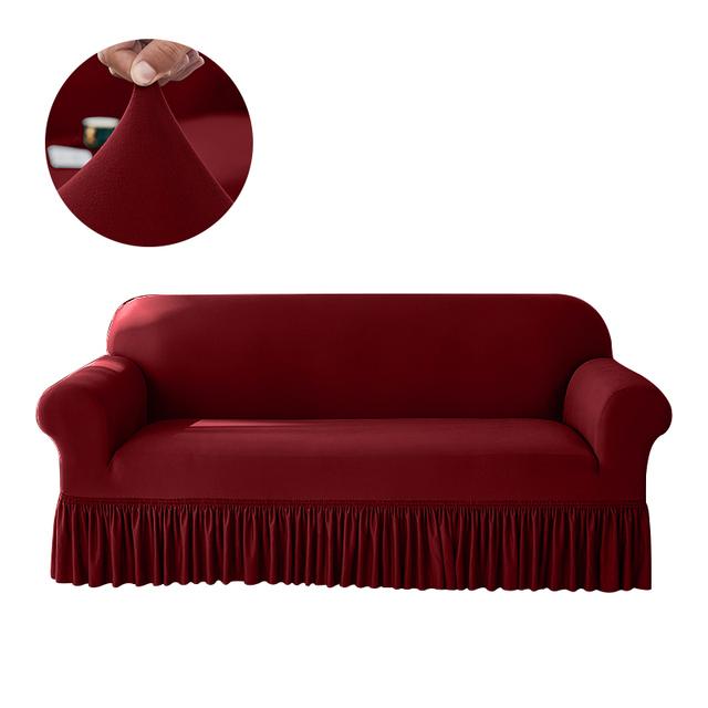 Эластичные чехлы на диван для гостиной с юбкой, эластичный чехол для кресла, дивана, 1/2/3/4 места, эластичная защита для углового стула