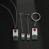 Demon Slayer Pendant Set Kamado Tanjirou Necklace Boy Anime Earrings Cosplay Jewelry Key Decoration