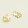 Huitan Gold Color Lock Hoop Earrings for Women Small Stylish Shiny Female Accessories Luxury Party Attractive Fashion Jewelry